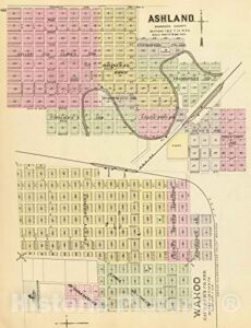Historic Map : 1885 Ashland, Wahoo. – Vintage Wall Art – 44in x 57in