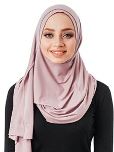 VeilWear No pins, cotton head scarf, instant hijab one piece, ready to wear muslim accessories for women (Powder)