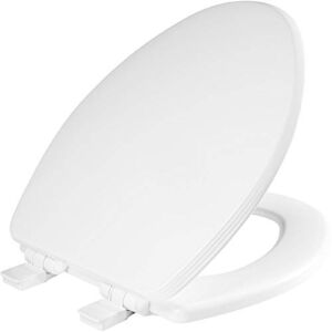 BEMIS 1600E4 000 Ashland Toilet Seat with Slow Close, Never Loosens and Provide the Perfect Fit, ELONGATED, Enameled Wood, White
