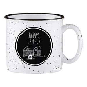 Santa Barbara Design Studio SIPS Drinkware Ceramic Campfire Mug, 1 Count (Pack of 1), Happy Camper