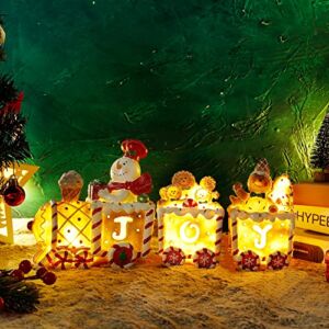Christmas Tabletop Decorations, LED Lights Gingerbread Man Train, Lighted Resin Christmas Snowman Figurine, Chrsitmas Express Train Table Ornaments for Home Kitchen Fireplace Holiday Décor