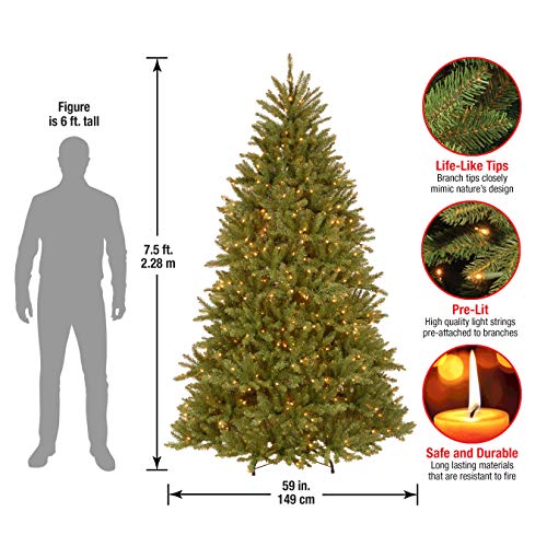 National Tree Company Pre-Lit Artificial Full Christmas Tree, Green, Dunhill Fir, White Lights, Includes Stand, 7.5 Feet | The Storepaperoomates Retail Market - Fast Affordable Shopping