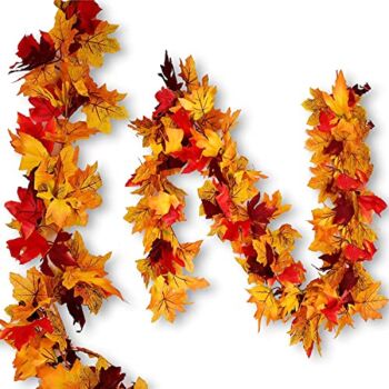 FilmHoo Fall Decorations/Decor-2 Pack Fall Thanksgiving Garland Maple Leaves Decorations for Home,5.9ft/Piece Artificial Colorful Maple Foliage Garland for Fall/Autumn Indoor & Outdoor Decor | The Storepaperoomates Retail Market - Fast Affordable Shopping