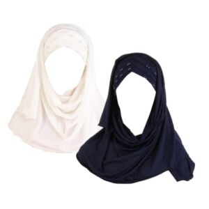 2Pcs/Set  Amira Muslim Hijab Turban Scarf Women Stretchy 2 In 1 Jersey Head Wrap Headband Underscarf  Cap Bonnet