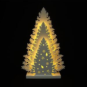 Wooden Christmas Tree Tabletop Decor,Supergorea,LED Wood Craft Christmas Trees Light 2AA Battery Powered 13 inch for Xmas Home Decorations(Indoor)