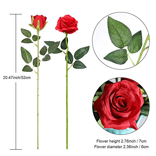 Hawesome 12PCS Artificial Silk Flowers Realistic Roses Bouquet Long Stem for Home Wedding Decoration Party (A-Red) | The Storepaperoomates Retail Market - Fast Affordable Shopping