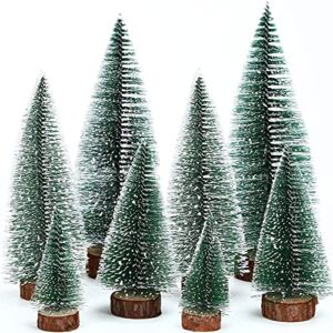 Miniature Christmas Tree Mini Pine Tree Christmas Tree Toppers Fake Trees with Wooden Bases for Xmas Party Holiday Tabletop Home Decor, 4 Sizes (8)