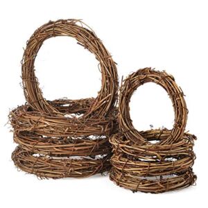 Sntieecr 8 PCS 2 Sizes Natural Grapevine Wreath Rings, Rattan Vine Branch Door Wreath Hoop for DIY Christmas Craft Holiday Wedding Party Decors (4inch & 6inch)