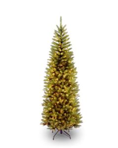 National Tree Company Artificial Pre-Lit Slim Christmas Tree, Green, Kingswood Fir, White Lights, Includes Stand, 6.5 Feet
