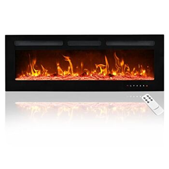 E EUHOMY 50-inch Electric Fireplace, Recessed and Wall Mounted Fireplace Heater, Adjustable Brightness, Multiple Colors, Dual Control Remote and Touch Screen, Indoor Heater with Timer, 750W/1500W | The Storepaperoomates Retail Market - Fast Affordable Shopping