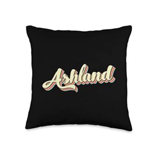 Ashland Retro Vintage Style T-Shirts Ashland Tshirt Retro Art Baseball Font Vintage Throw Pillow, 16×16, Multicolor