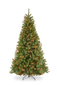 National Tree Company Pre-Lit Artificial Slim Christmas Tree, Green, North Valley Spruce, Multicolor Lights, Includes Stand, 7.5 Feet