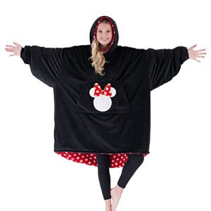 THE COMFY Original | Disney | Marvel | Lucas | Oversized Microfiber & Sherpa Wearable Blanket, Seen On Shark Tank, One Size Fits All (Minnie Mouse Polka Dot)
