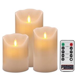 LED Candles, Ivory, with Remote , 3pc Mixed,4/5/6 inch Tall Moving Flame, Dancing Flame