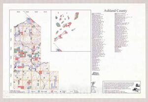 Historic Pictoric Map : Ashland County, Wisconsin 2002, Natural Heritage Inventory Wisconsin, Antique Vintage Reproduction : 64in x 44in