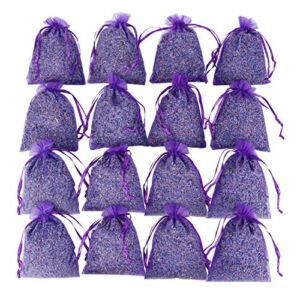 16 Purple French Dried Lavender Sachets Craft Bag – Lavender Sachets Wedding Toss, Home Fragrance Sachets Drawers Dressers, Lovely Dried Lavender Flower Buds Sachets, LV-S-C-1MV