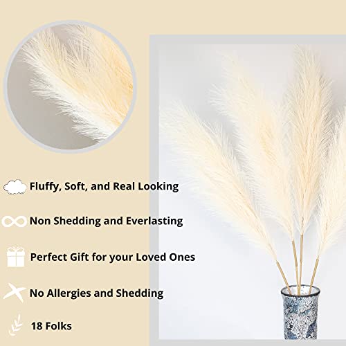 Liteburg – Tall Pampas Grass for Floor Vase (4 Pcs) and Home Decor, Silk Wire Faux Pampas Grass 43”/110cm Large with 4 Fluffy Stems, Living Room Decor and Events, Decoration for Weddings, Beige Color | The Storepaperoomates Retail Market - Fast Affordable Shopping