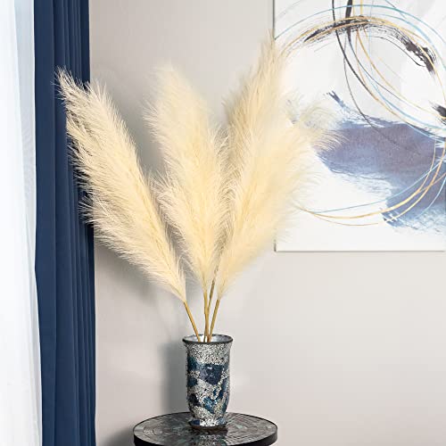 Liteburg – Tall Pampas Grass for Floor Vase (4 Pcs) and Home Decor, Silk Wire Faux Pampas Grass 43”/110cm Large with 4 Fluffy Stems, Living Room Decor and Events, Decoration for Weddings, Beige Color | The Storepaperoomates Retail Market - Fast Affordable Shopping