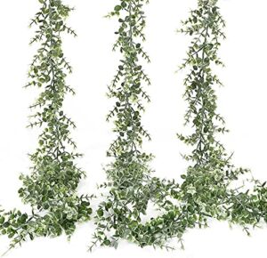 Whonline 3 Packs 17.1ft Artificial Eucalyptus Garlands Greenery Garlands Bulk Fake Vines Faux Hanging Plants for Christmas Decoration, Wedding Table Backdrop Arch Wall Party Home Decor