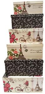 ALEF Elegant Decorative Themed Extra Large Nesting Gift Boxes -6 Boxes- Nesting Boxes Beautifully Themed and Decorated – Perfect for Gifts or Simple Decoration Around The House! (Paris)