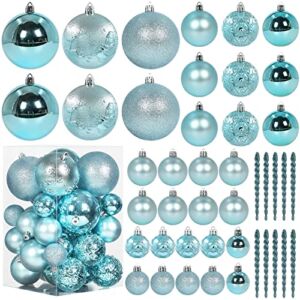 Christmas Ball Ornaments for Christmas Decorations – 45 Pieces Xmas Tree Shatterproof Ornaments with Hanging Loop for Holiday and Party Decoration