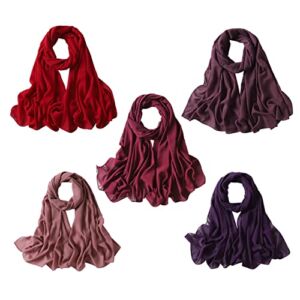 NOOR 5 pcs Hijab Scarfs for Women – Premium Quality Chiffon Hijab, Soft and Lightweight. Hijab Gift Box – 5 Colors Set (Mix Colors 5)