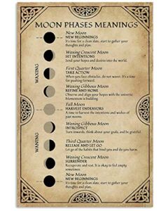 Metal Sign Moon Phases Meanings Witchery Tin Sign Bar Home Decoration New Year Sign The Best Gift for Parents, So That Children Can Gain Knowledge in Daily Life 8X12 inch