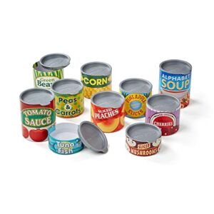 Melissa & Doug Let’s Play House! Grocery Cans Play Food Kitchen Accessory – 10 Stackable Cans With Removable Lids