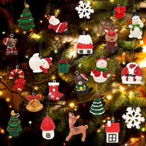 26pcs Mini Christmas Ornaments Set for Christmas Small Tree Decoration 3-D Resin Miniature Ornaments Figures for Advent Calendar DIY Snow Globes Christmas Cake Decor