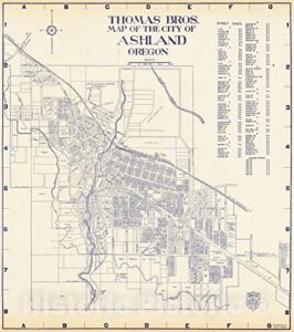 Historic Map : Thomas Bros. Map of The City of Ashland Oregon [Medford Oregon on Verso, 1920, Thomas Brothers, Vintage Wall Art : 44in x 50in