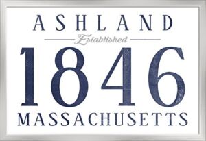 Ashland, Massachusetts, Established Date 83073 (36×24 Giclee Art Print, Gallery Framed, Silver Wood)