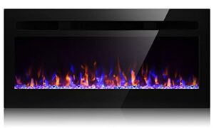 31 inch Electric Fireplace, Recessed and Wall Mounted Fireplace, Electric Fireplace Inserts with 750W/1500W Heater, Remote Control Timer, Adjustable 144 Color Combinations
