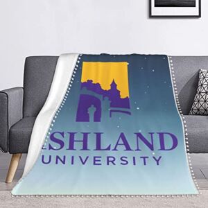 Ashland University Logo Flannel Blanket with Pompom Fringe Lightweight Cozy Bed Blanket Soft Throw Blanket Fit Couch40 X30