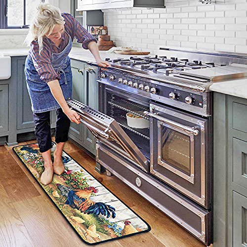 OUXIOAZ Rooster Kitchen Rugs and Mats Non Skid Washable Absorbent Microfiber Kitchen Mat for Floor Anti Fatigue Kitchen Mat Set of 2 Rooster Kitchen Decor Stain Resistant 17″x47.2″+17″x30″ | The Storepaperoomates Retail Market - Fast Affordable Shopping