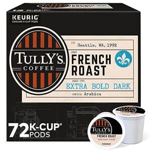 Tully’s Coffee, French Roast, Single-Serve Keurig K-Cup Pods, Dark Roast Coffee, 72 Count (3 Boxes of 24 Pods)