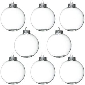 12Pcs Clear Glass Ball Ornaments 3.15 Inch for Crafts DIY, Large 80mm Fillable Ornaments, Clear Ball Ornaments for Christmas Tree Decoration by 4E’s Novelty