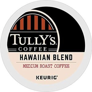 Tully’s Coffee, Hawaiian Blend, Single-Serve Keurig K-Cup Pods, Medium Roast Coffee, 72 Count (3 Boxes of 24 Pods)