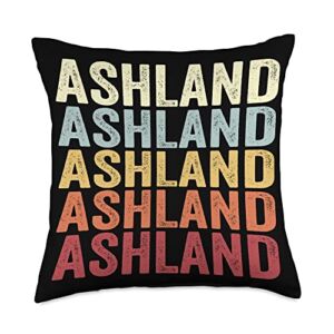 Ashland Michigan Ashland MI Retro Vintage Text Throw Pillow, 18×18, Multicolor