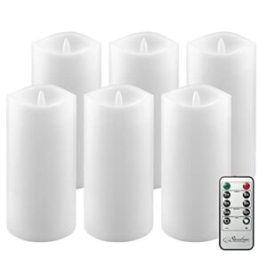 Stonebriar 6 Pack Real Wax 3×6 Flameless LED Pillar Candles with Remote and Timer