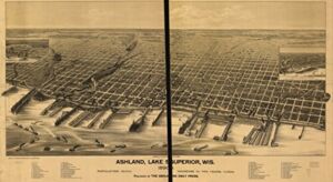 INFINITE PHOTOGRAPHS 1890 Ashland Wisconsin, Bird’s Eye Map Ashland, Lake Superior, WIS. 1890. Drawn