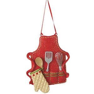 Midwest-CBK Cute Christmas Holiday Pastry Chef Bakers Apron Ornament , Red, Medium, 3.5″ x 3″