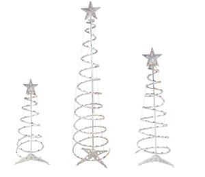 Set of 3 Lighted Multi-Color Spiral -Christmas- Trees – 2 Ft 3 Ft and 5 Ft – Winter Wonder Lane