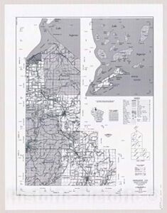 Historic Pictoric Map : Ashland County, Wisconsin 1984 1, [Wisconsin County Transportation maps], Antique Vintage Reproduction : 44in x 57in