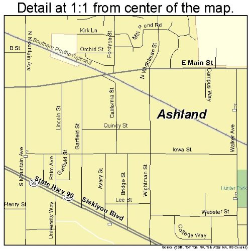 Large Street & Road Map of Ashland, Oregon OR – Printed poster size wall atlas of your home town | The Storepaperoomates Retail Market - Fast Affordable Shopping