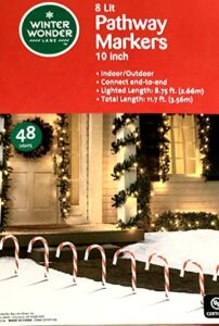 Pre-lit Candy Cane Pathway Markers Stakes 10′ Tall (Set of 8)