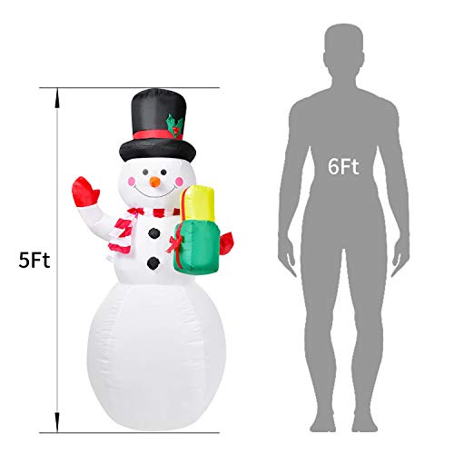 DearHouse 5 FT Inflatable Christmas Snowman with Gift Bag, Rotating Led Lights Xmas Holiday Blow Up Family Party Decoration Yard Lawn Favors Indoor Outdoor Inflatables | The Storepaperoomates Retail Market - Fast Affordable Shopping
