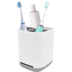 Toothbrush Holder with Anti-Slip,Plastic Detachable for Easy Cleaning Multi-Functional Storage,3 Slots Electric Toothbrush and Toothpaste Organizer Caddy for Bathroom Vanity,Sink,Countertop (Grey)