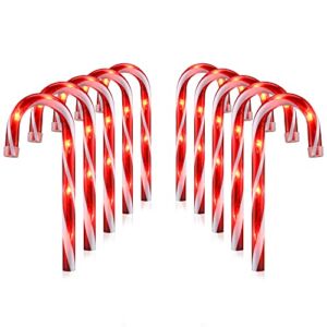 J-HVA Christmas Candy Cane Lights, Candy Cane Lights Christmas Decorations Outdoor for Yard,Garden(10Inch), 10Pack