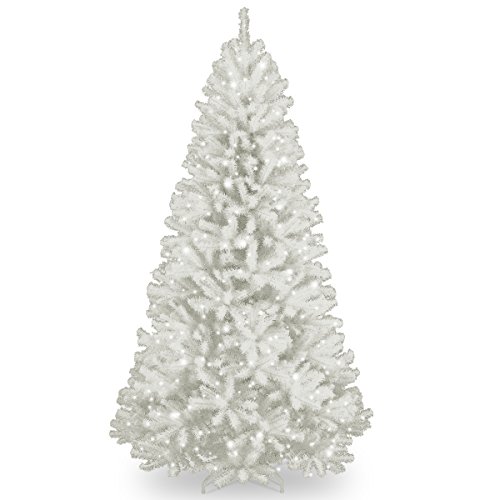 National Tree Company Pre-Lit Artificial Full Christmas Tree, White, North Valley Spruce, White Lights, Includes Stand, 7 Feet | The Storepaperoomates Retail Market - Fast Affordable Shopping