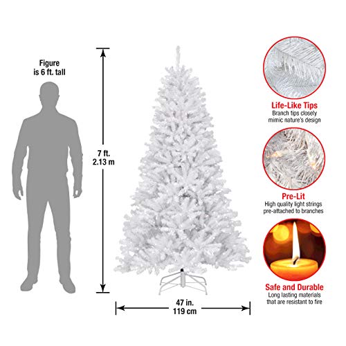 National Tree Company Pre-Lit Artificial Full Christmas Tree, White, North Valley Spruce, White Lights, Includes Stand, 7 Feet | The Storepaperoomates Retail Market - Fast Affordable Shopping